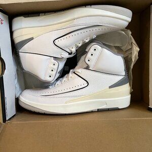 NEW NIKE AIR JORDAN 2 RETRO 7Y WHITE GREY BLACK HIGH TOP SNEAKERS NIB